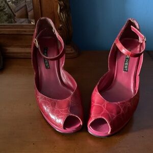 Nine West Cherry Red Peep Toe Heels